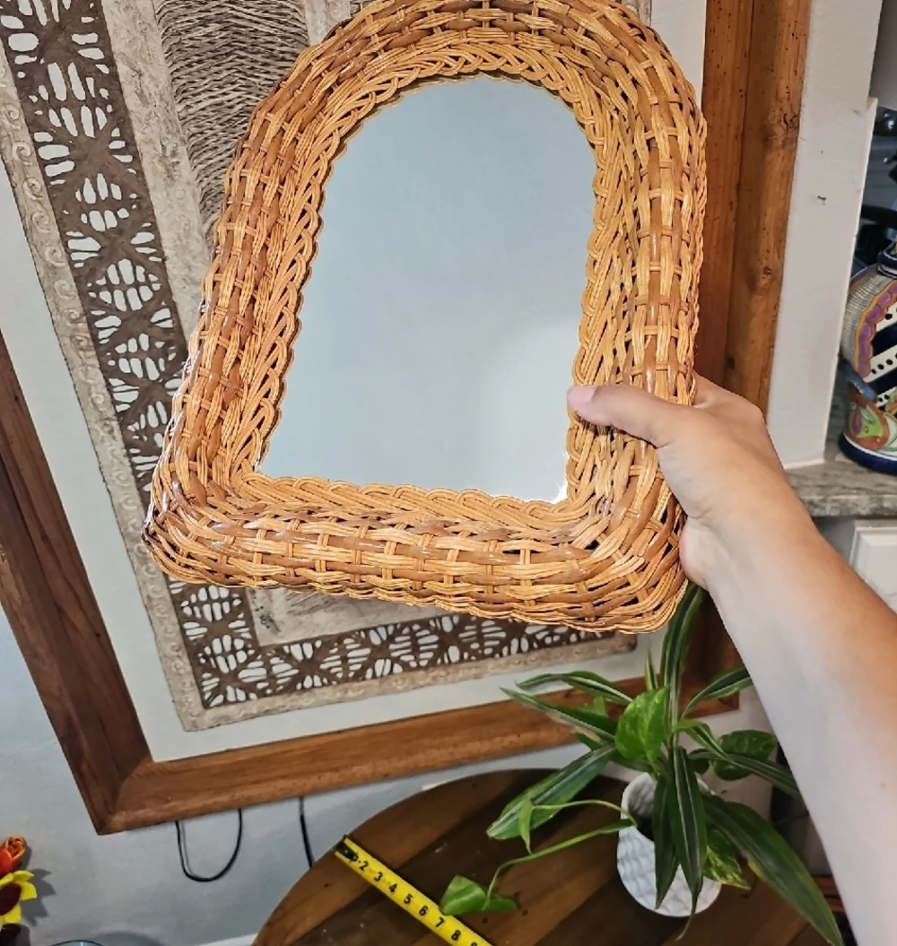 VintageNatural Rattan Wicker Arched Mirror 1970s 16